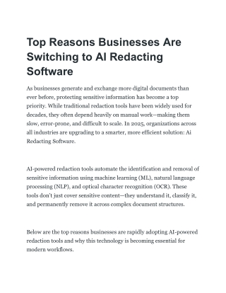 Top Reasons Businesses Are Switching to AI Redacting Software