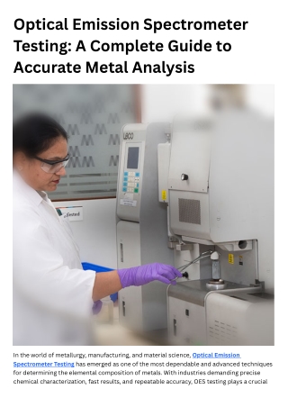 Optical Emission Spectrometer Testing A Complete Guide to Accurate Metal Analysis