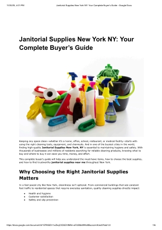 Janitorial Supplies New York NY Your Complete Buyer’s Guide