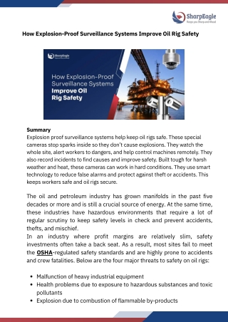 How Explosion-Proof Surveillance Systems Improve Oil Rig Safety