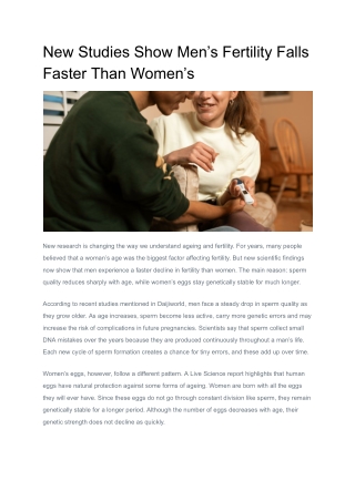 New Studies Show Men’s Fertility Falls Faster Than Women’s