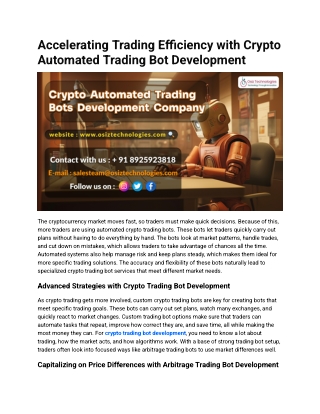 Accelerating Trading Efficiency with Crypto Automated Trading Bot Development