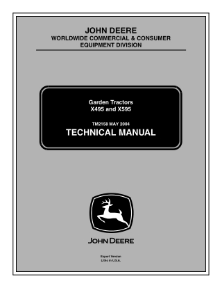 JOHN DEERE X595 LAWN & GARDEN TRACTOR Service Repair Manual Instant Download