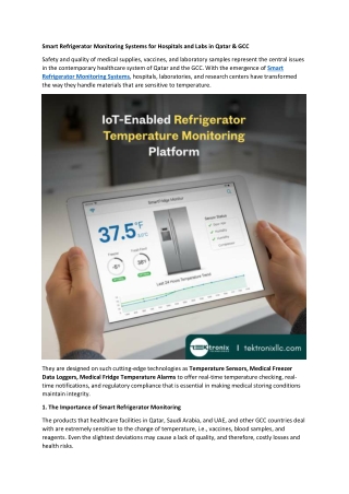 Smart Refrigerator Monitoring Systems for Hospitals and Labs in Qatar & GCC