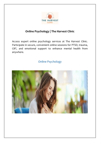 Online Psychology | The Harvest Clinic
