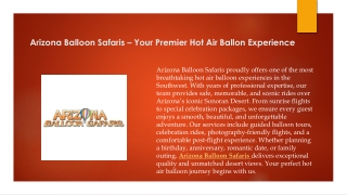 Arizona Balloon Safaris – Your Premier Hot Air Ballon Experience