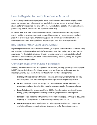 How to Register for an Online Casino Account