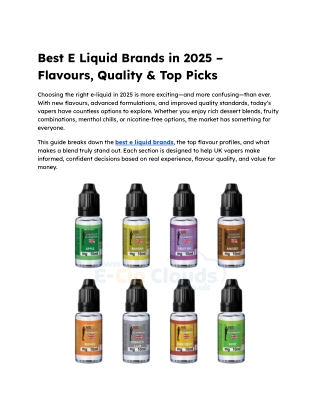 Best E Liquid Brands in 2025 – Flavours, Quality & Top Picks (1)
