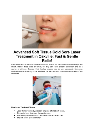 Advanced Soft Tissue Cold Sore Laser Treatment in Oakville- Fast & Gentle Relief