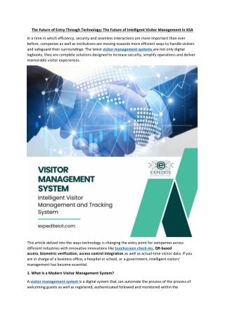 The Future of Entry Through Technology - The Future of Intelligent Visitor Management In KSA