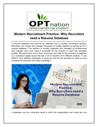 Why Recruiters need a Resume Database