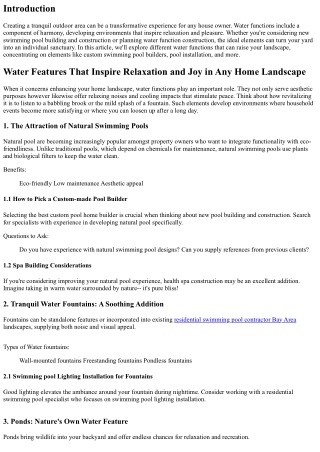 Water Functions That Inspire Relaxation and Delight in Any Home Landscape