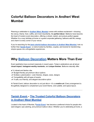 Colorful Balloon Decorators in Andheri West Mumbai