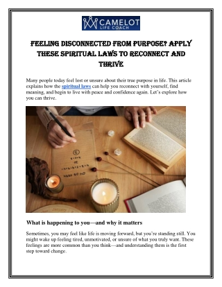 Feeling Disconnected From Purpose Apply These Spiritual Laws to Reconnect and Thrive