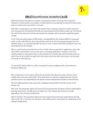 DRX (Discontinuous Reception) in LTE – Power Saving & UE Behavior | TechLTE Worl