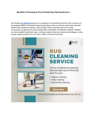 Benefits of Choosing an Eco-Friendly Rug Cleaning Service !
