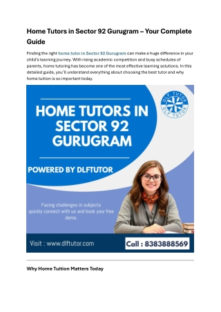 Home Tutors in Sector 92 Gurugram | Private tutors in you near you