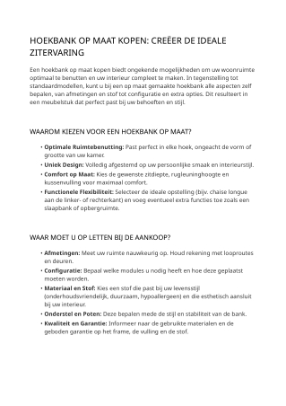 Hoekbank op Maat Kopen: Creëer de Ideale Zitervaring