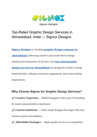 Top-Rated Graphic Design Services in Ahmedabad, India — Signox Designs