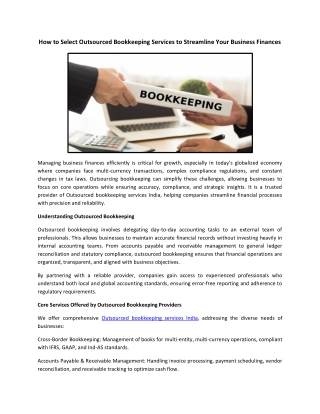 How to Select Outsourced Bookkeeping Services to Streamline Your Business Finances