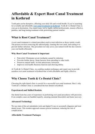 Root Canal Treatment in Kothrud
