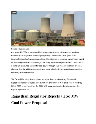 Rajasthan Regulator Rejects 3,200 MW Coal Power Proposal, Citing Clean Energy Go