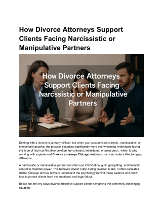 How Divorce Attorneys Support Clients Facing Narcissistic or Manipulative Partners