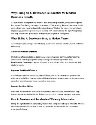 Why Hiring an AI Developer Is Essential for Modern Business Growth