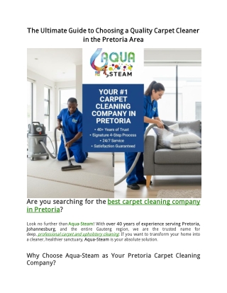 The Ultimate Guide to Choosing a Quality Carpet Cleaner in the Pretoria Area