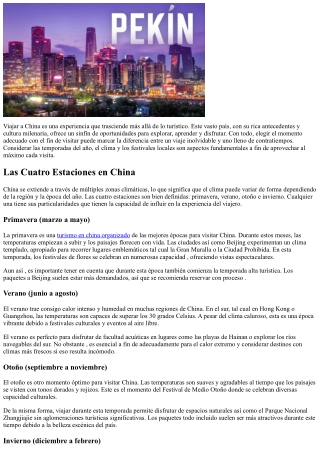 Cuándo Viajar a China: Temporadas y Óptimas Meses
