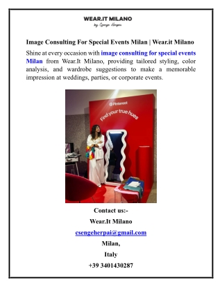 Image Consulting For Special Events Milan  Wear.it Milano