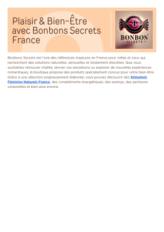 Plaisir & Bien-Être avec Bonbons Secrets France