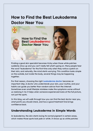 How to Find the Best Leukoderma Doctor Near You
