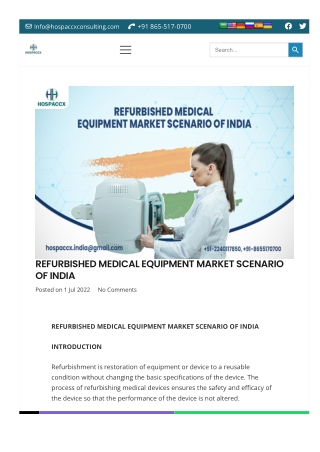 Refurbished Medical Equipment Market In India – Trends