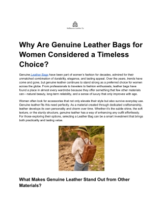 Why Genuine Leather Bags for Women Are Worth the Investment