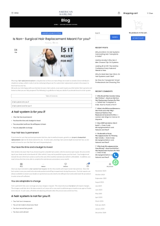 Is Non- Surgical Hair Replacement Meant For you?