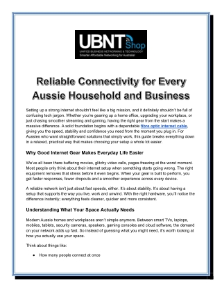 Reliable Connectivity for Every Aussie Household and Business