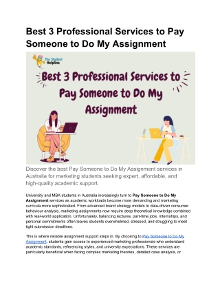 Best 3 Professional Services to Pay Someone to Do My Assignment