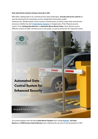 How Gate Barrier Systems Enhance Security in KSA