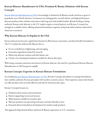 Korean Skincare Manufacturer in USA