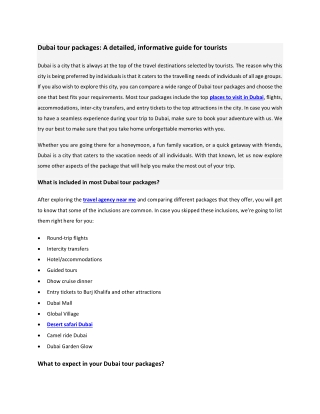 Dubai tour packages: A detailed, informative guide for tourists 