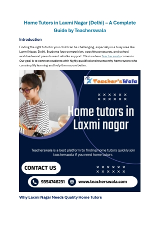 Home Tutors in Laxmi Nagar | Best home tutors in Laxmi nagar (Delhi)