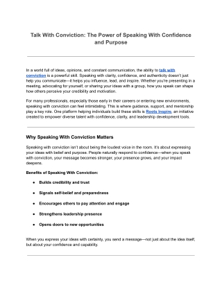 Talk With Conviction_ The Power of Speaking With Confidence and Purpose