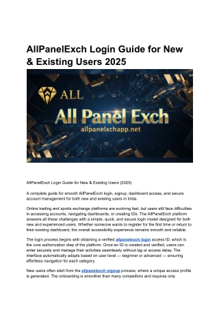 AllPanelExch Login Guide for New & Existing Users 2025