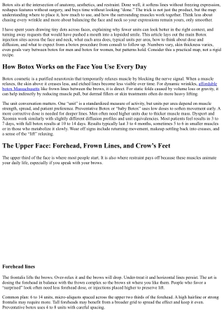 Botox Injection Sites: A Map of the Face and Neck