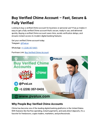 Buy Verified Chime Account – Fast, Secure & Fully Verified