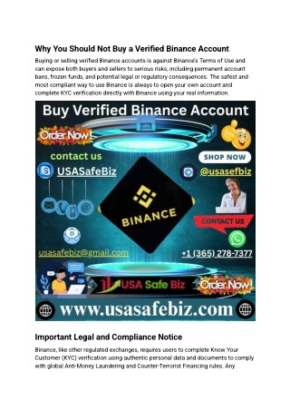 4Why You Should Not Buy a Verified Binance Account