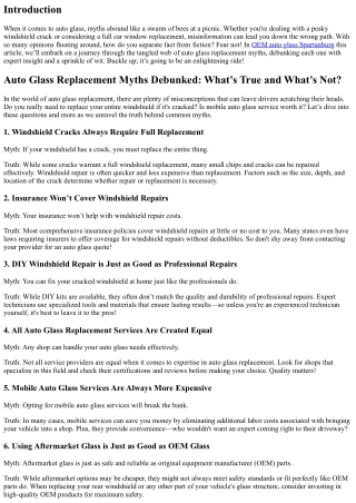 Auto Glass Replacement Myths Debunked: What’s True and What’s Not?
