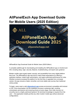 AllPanelExch App Download Guide for Mobile Users (2025 Edition)