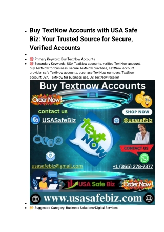 10Buy TextNow Accounts with USA Safe Biz_ Your Trusted Source for Secure, Verified Accounts